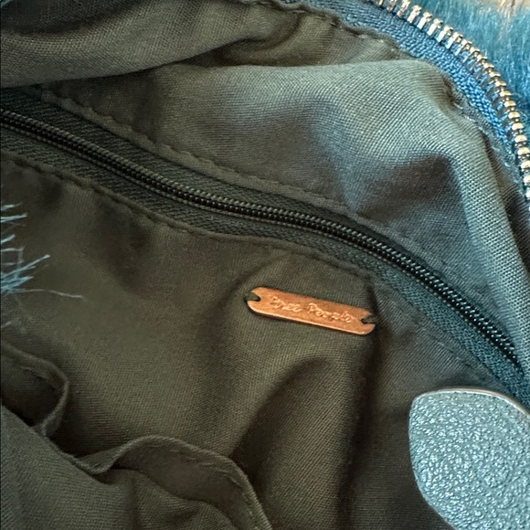 Free People Cloe blue teal Faux Fur Bag Purse - Picture 8 of 8